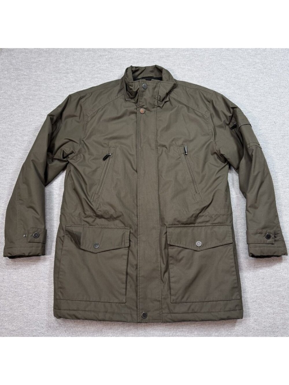 London Fog Insulated Jacket Mens Medium Coat Green Quilted Lining Winter Pockets